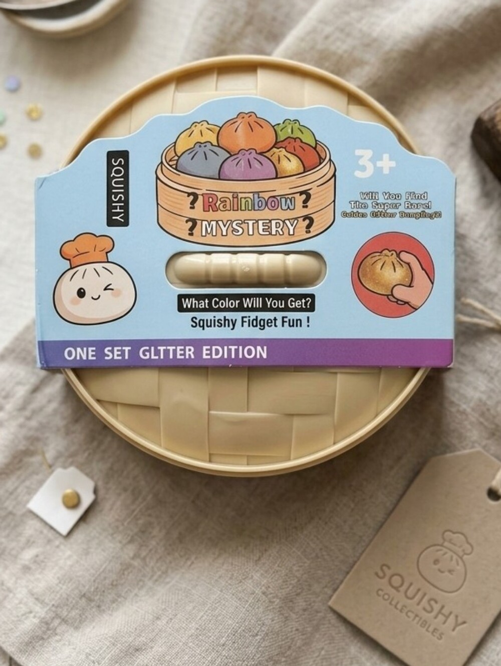 Glitter Dumpling Squishy Fidget Stress Bun Mystery Color - Picture 3 of 3